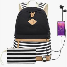 Girls School Bag Set Striped Backpack Rucksack College Travel Daypacks with USB Charging Port for Teenager

Care instructionsHand Wash Only
Country of originChina
About this item
🔥Material: High quality Canvas with tear-resistant,High quality of polyster lining
🔥Dimensions: Backpack -- 30*17*43cm/11.81*6.69*28.74inches; Internal structure——1x main compartment pocket; 1x laptop department ( It can holds the 15.6" Laptop perfectly ); 2x small inner slots; External structur——1x front pocket; 2x side pockets. Pencil bag-- 20*10cm/7.87*3.94inch;
🔥 USB CHARGING PORT DESIGN: External USB CHARGING PORT with built-in charging cable ,provides a convenient charging of your electronic device anywhere.Usb Charging Port Only Offers An Easy Access To Charge. (The backpack is equipped with a charging cable,but doesn't equipped Power Bank).