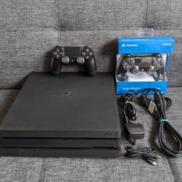 - PS4 Pro Console
- 1TB Memory
- 1x Official Used Controller
- 1x Unofficial New Controller
- Power Cable
- HDMI Cable
- USB Cable

Collection: W6, London

Questions? Get in touch