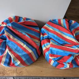 2 X red, blue and white stripy beanbags
one has been stitched where it came apart so price reflects that at £5.00. The other one £7.00.
No time wasters please
Collection only 
£12.00 for both.