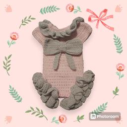 handmade baby romper In pink and sparkly grey