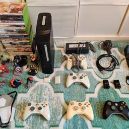 In Good condition (💯 Fully Working)
Willing to Haggle ✅

Black Xbox 360 120GB Edition

Comes with 5 controllers, (Black one is a bit faulty)
Charging Dock
Ton of Games
Disney Infinity
256MB storage slot
Headset