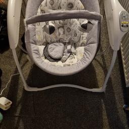 graco glider light swing chair, bought last year and only used for around 2 months then was outgrown and been in storage ever since, can be used with the mains plug or powerd with batteries, comes with all accessories, in amazing condition no marks or stains. 

CASH ON COLLECTION ONLY PLEASE.