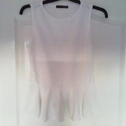 Ladies size 10 white peplum top, has embossed pattern, COLLECTION ONLY.