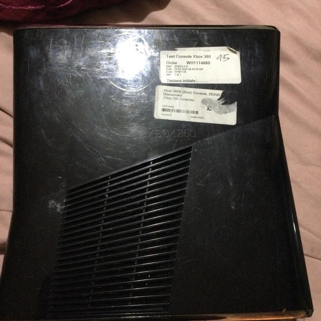 Black Xbox 360s slim with 250gb storage , has surface scratches but still works fine , will come with the power lead but no remotes. Collection only from ne37. Will take £45 or best offer for a quick sale. Contact me for more details.