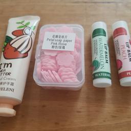 New & unused 1 x handcream, 1 x  box rose petal soap paper & 2 x lip balms
COLLECTION ONLY 
Please note items will ONLY be kept for 48 hours after confirmation. If item is not collected within this time they will be relisted.
** ITEM IS COLLECTION ONLY **
   *** NO OFFERS ACCEPTED ***