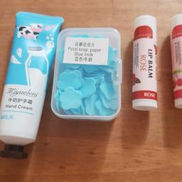 New & unused 1 x handcream, 1 x box milk petal soap paper & lip balms x 2 
COLLECTION ONLY 
Please note items will ONLY be kept for 48 hours after confirmation. If item is not collected within this time they will be relisted 
** ITEM IS COLLECTION ONLY **
   *** NO OFFERS ACCEPTED ***