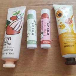 New & unused 2 x handcream & 2 x lip balms
COLLECTION ONLY 
Please note items will ONLY be kept for 48 hours after confirmation. If item is not collected within this time they will be relisted 
** ITEM IS COLLECTION ONLY **
   *** NO OFFERS ACCEPTED ***