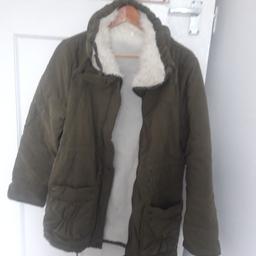 brand new ladies warm coat khaki colour no hood in sizes Medium and small