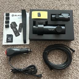 Full HD dashcam mint used in box
Comes with:

Front camera
Rear camera
Sticky pads
Front to rear cable
Power cable
64gb memory card
Manual
Box
Clips