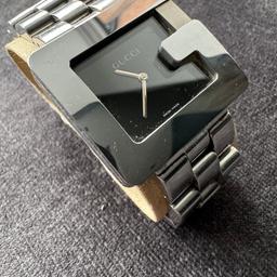 Mens Gucci watched purchased in 2002 approximate year of production is 1999. Light wear and tear but otherwise in excellent condition. With original box and receipt as purchased from a high end jewelry showroom in Saudi Arabia (Gazzaz) whilst on holiday.