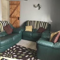 - there are two 2-seater leather sofas and an armchair/single seat sofa.
-Timeless green colour
- Very comfortable and minimal damage
- Ideal as a starter sofa set

I’ve had them since 2009.
I would like £150 - negotiable