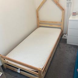 Single House Bed plus mattress, excellent condition.