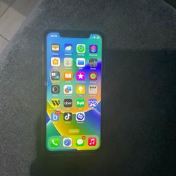 Apple iPhone X 64gb unlocked fully works screen looks nearly new back is in good condition 

iCloud accounts removed 

A charger is included 

Battery health 100%