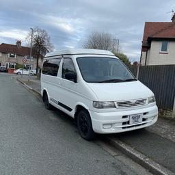 1996 Mazda Bongo 192,000 km so 120,000 miles.
Had a full overhaul last year with new belts, sills, heaters, respray etc.
Comes with the usual Bongo electric blinds and pop top. Has a full size pull out bed with a pull out kitchen to the rear.
There’s an electric hook up externally and 2 full sockets internally along with USB ports to the rear of the centre console.
MOT to August, nice smooth drive with no nasty knocks or bangs. There’s also a Pull out fiamma awning.
£5,500 Wirral