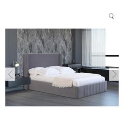 Grey double ottoman bed, perfect condition only used for 2 weeks before moving home. Can be delivered to a local area.