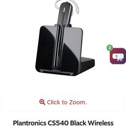 collection from brentford tw8

Description
Plantronics CS540 Wireless Headset and Base in Black - 84693-02
This Plantronics CS540 Black Wireless Headset combines sleek styling with functionality. It will connect to any DECT phone quickly and easily. The headset itself is an over the ear design which can be worn in multiple ways to suit your needs.

The device features a noise cancelling boom microphone to ensure you can always be heard even if you work in a warehouse environment. An impressive 120 m wireless range lets you roam around your home, office, or call centre without having to be tied down to your desk and leaving you with the ability to multitask during skype presentations while still receiving/sending crystal clear audio.