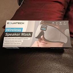 EQUATECH Wireless Speaker Mask - 2 in 1 sleep mask with headphone speakers - Features 10 white noise sounds - Connects to your music device - Brand new in sealed box.