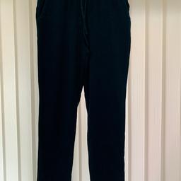 Brand new ladies denim blue so soft joggers
Dark denim blue colour
Material is super soft
Size 10 long 
Elasticated waist and tie
Pockets both sides