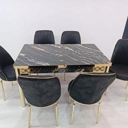 Dining Table with Chairs Beautiful Turkish Dinning Table with 6 chairs.
COLORS AVAILABLE:
WHITE , BLACK, GREY
DIMENSION:
W 80 CM X L 130 CM
EXTANDABLE LENGTH
L 170 CM
Note: Cash on delivery
More information contact me Whatsapp +447752286680