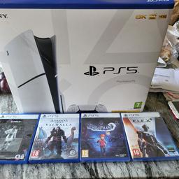 Ps5 slim disk edition 1tb for sale working perfectly excellent condition included all leads pad box and 4 games pick up only cash only
