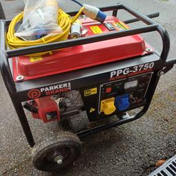 Parker petrol generator
only used once for 15 minutes so absolutely perfect condition⁸
PPG - 3750
3.75 Kva
110v / 240v
also included is high capacity power cable and adapters so you can run standard 3 pin plug-in power tools.