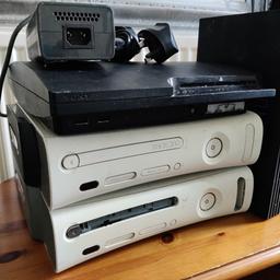 Job lot of 4 games consoles spears or repairs. 2 Xbox 360 with harddrives. 1 works fine the other don't. Playstation 2 and 3. The playstation 2 works fine. The playstation 3 Powers up but dont turn on. the playstations come with power cables and the Xbox comes with a power pack. £30 the lot Medway