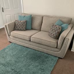 3 seater settee and matching chair in excellent condition, is fire resistant as shown in photos, settee is L 2060mm x H x685mm x D 960mm , from smoke and pet free home, cash only on pick up , will except serious offers