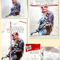 STAR WARS T-SHIRT WHITE SIZE SMALL
BRAND NEW WITH TAGS NEVER BEEN WORN
Young Teen's T- Shirt short sleeves
Main colour white
Star Wars print & logo
Machine washable
100% cotton
Size approx flat on the floor Underarm to underarm 18" inches
From top of shoulder to the bottom of the Shirt approx 28" inches

SOLD AS SEEN IN THE PHOTOS