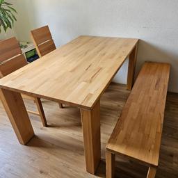 Tisch 160x90 cm mit Bank und Stühlen, normale Gebrauchsspuren 