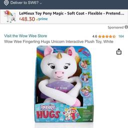 Wow Wee Fingerling Hugs Unicorn Interactive Plush Toy, White 
In excellent condition
Please do look my other items
From a pet an smoke free home
Only collection 
Peckham