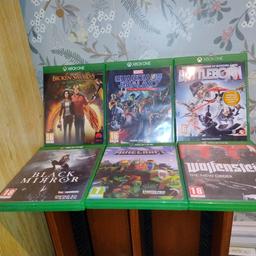 •BROKEN SWORD 5 - THE SERPENTS CURSE
•GUARDIANS OF THE GALAXY - THE TELLTALE SERIES
•BATTLEBORN
•WOLFENSTEIN- THE NEW ORDER
• MINECRAFT- INCLUDES STARTER PACK 700 MINECOINS
•BLACK MIRROR

6 GAMES IN GREAT CONDITION, RARELY USED.