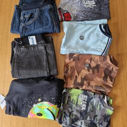 Here for sale is a bundle of boys clothes aged 10-11 years.

1). New with tags black jogger jeans

2). New with tags blue jogger jeans

3). New with tags black jumper with coloured smiley face & splatter pattern

4). Black with white splatter pattern defend t shirt (think this is 11-12 but fits with these clothes)

5). Baby blue t shirt with taped shoulders

6). Brown camo t shirt

7) Camo with green details t shirt

Collection Norton Canes