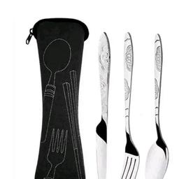 3Pcs Steel Knifes Fork Spoon Set Family Travel Camping Cutlery Eyeful Four-piece Dinnerware Set with Case

Description

With a carrying case, this cutlery set can be conveniently placed in a backpack or purse.

They are non-corrosive and non-corrosive because they use stainless steel and can maintain their gloss for a long time.

Both the tableware and the small bag can be washed and are easy to clean and carry.

Say no to disposable tableware or plastic tableware. This is an environmentally friendly way to use reusable tableware.

Type: Stainless Steel Cutlery Set

Material: Stainless steel

Function: durable, cutlery set, lightweight, camping accessories, travel, work

Color: Black

size:

Spoon: 16 x 3.9 cm

Fork: 17.2 x 2.3cm

Knife: 17.6x1.3cm

Storage bag: 20x6cm

The package includes:

1 x knife

1 x fork

1 x tablespoon 1 x teaspoon

1 x storage bag

note:

1. Due to the difference in light and screen, the colour of the project may be slightly different from the pict