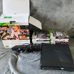 Xbox 60 in original box, with Kinect +18 game discs and Skyrim is on the hard drive I think