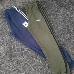 Boys Adidas Joggers x2 in good condition 1 Blue pair 1 Green/Black both size 11-12 years. Collection only
