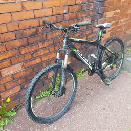 Carrera bike 18"  with front suspension disc brakes quick release wheels 27.5 all is good brakes needs attention tel 07459228841