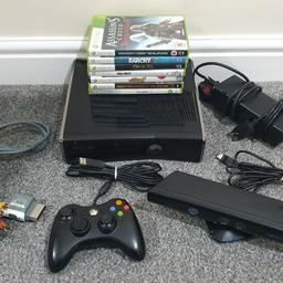 Microsoft Xbox 360 250GB Slim console - unboxed

Full working order, no issues.
Can be shown working.

Console comes with one wired Xbox controller, power lead, AV component cable and 7 games as shown in the photos. Also included is a kinect sensor.

Everything is in good and clean condition. 

Kinect sensor has a small crack on one of the lens but this doesn't affect gameplay.

£60 - fixed price.
No lower offers please.

Collection is from Walsall.

Delivery is available for extra.

No swaps.
