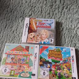 Ich verkaufe 3 Nintendo DS Spiele 

- Animal Crossing Welcome amiibo (für Nintendo 3DS)
- Animal Crossing Happy Home Designer (für Nintendo 3DS)
- Meine Tierpension 

Abholung in Erfurt oder Versand gegen Aufpreis möglich.