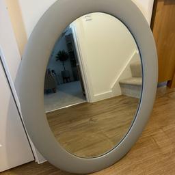 Nice large Grey Oval Mirror purchased from Designer Furniture Shop in Ashbourne 

Measures 65cm wide x 87cm high

Can be hung long ways or side ways as had fixings for both

Collection from Alrewas DE13 or could possibly drop off for small fee if local

Selling due to house move along with lots of other furniture items if of interest

None smoking and pet free home