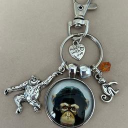 Keyring bag pendant with monkey chimp 
New