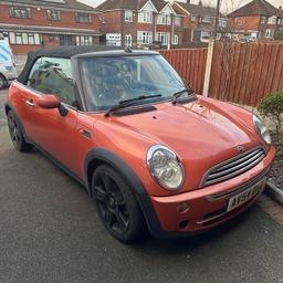2004 Mini Cooper Cabriolet, lots of service history, MOT till end of month, nice interior, roof still in good condition, runs and drives fine. 

Collection from ws9