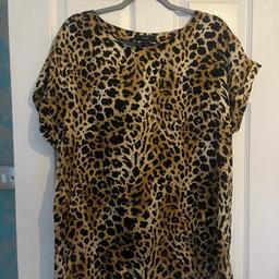 Ladies short sleeve blouse in leopard print size 18 from Next in a lovely satin like material lovely length