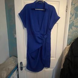 Ladies Short sleeve wrap dress size 1XL fit up to size 18 in a gorgeous blue from Shein in a lovely soft silk like material