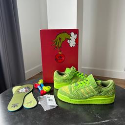 Adidas Forum Low The Grinch
Size: 5.5US / 5UK / 38EUR / 24cm
Condition: Brand new, with the whole set