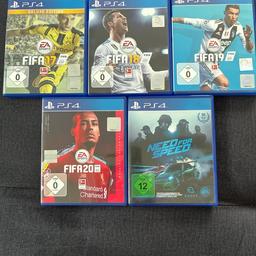 Verkaufe 5 verschiedene PS4 Spiele (FIFA 17-20 & NEED for SPEED).
Versand gegen Aufpreis möglich.

Der Verkauf erfolgt unter Ausschluss jeglicher Gewähr-/Sachleistung!