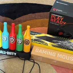 Gamers bundle consisting of 
Overdrive game gaming club gaming mat brand new
Cyber power headset brand new
Cyber power gaming mouse pad brand new 
Call of duty bottle lamp lightly used in great condition comes with usb lead.  
Price is for the bundle 
Collection only
