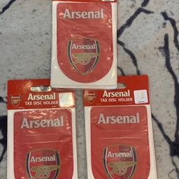 Arsenal tax disc holder , new £5 each or £10 for all the 3. Pls look at the pictures attached for more details can accept PayPal, collection, transfer or delivery if close by . Shpocks wallet too