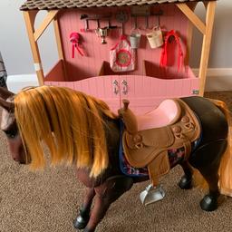 Our Generation Thoroughbred Horse & Saddle Up Stable

This comes with the Poseable 20-inch Toy Horse suitable for dolls to ride.

Good used condition.

£45 colllection Woodford, Essex IG10.

Smoke and pet free home.