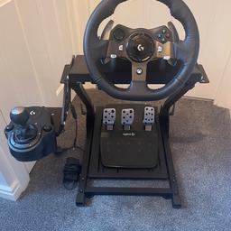 I’m located in Kirkby in Ashfield, just off junction 27/28 on the M1

£185 Or Nearest OFFER.

The G920 is for the Xbox and PC.
Xbox Series X|S or Xbox One

This racing wheel, pedal, gearstick and GT Omega stand are in great condition, as you can see by the photos.

The GT Omega stand is a nice sturdy stand, with numerous adjustments available.

On collection I’m more than happy to show everything working, all the buttons, pedals etc including full fidelity, which shows the range of the wheel and the pedals and how smooth they work. Free from interference and pedal potentiometer bounce.

If you’re using the Logitech wheel on a PC, then you need to download :-

Logitech Ghub. (which takes less than a minute) This will install the necessary drivers on your pc.