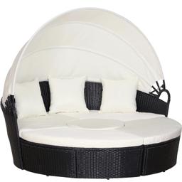 Outsunny Polyrattan 5-Piece Garden Day Bed in
Black
The 5 piece set is versatile and can be rearrange
for optimum space efficiency or aesthetic
desirability
Cushion covers are off white in colour made
from outdoor water resistant polyester cloth
(The 3 small cushions in photo do not come with
only the seat cushions and canopy come with
the furniture)
Brand new in 3 boxes ready for collection
Measurements in photo
Collection only